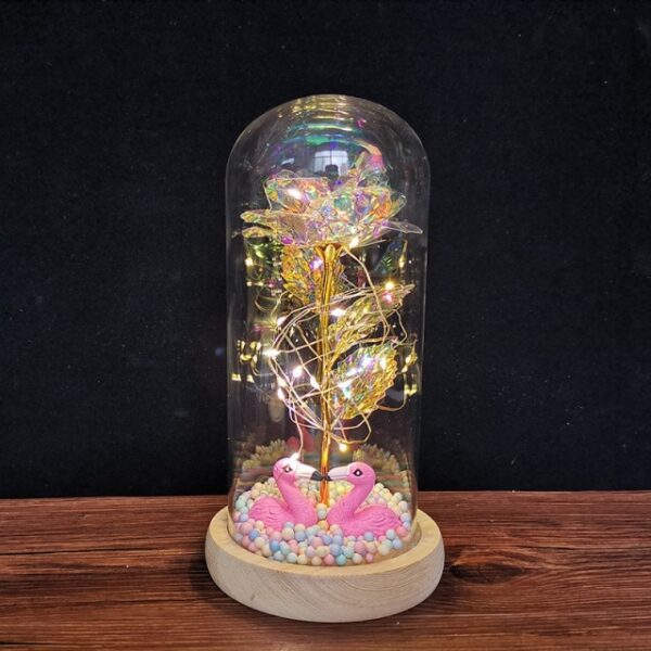 Falentynsdei kado foar freondinne Eternal Rose LED Ljocht Folie Flower In Glass Cover Mother Day 27.jpg 640x640 27