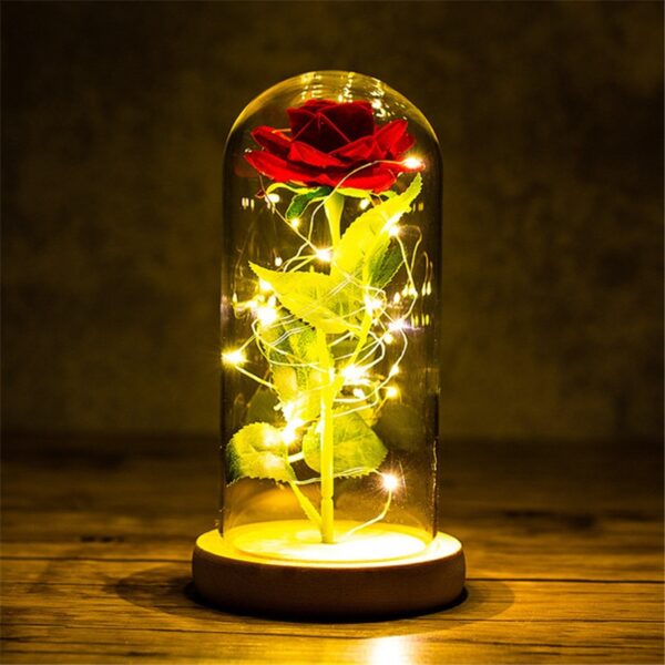 Valentines Day Gift for Girlfriend Eternal Rose LED Light Foil Flower In Glass Cover Mothers Day