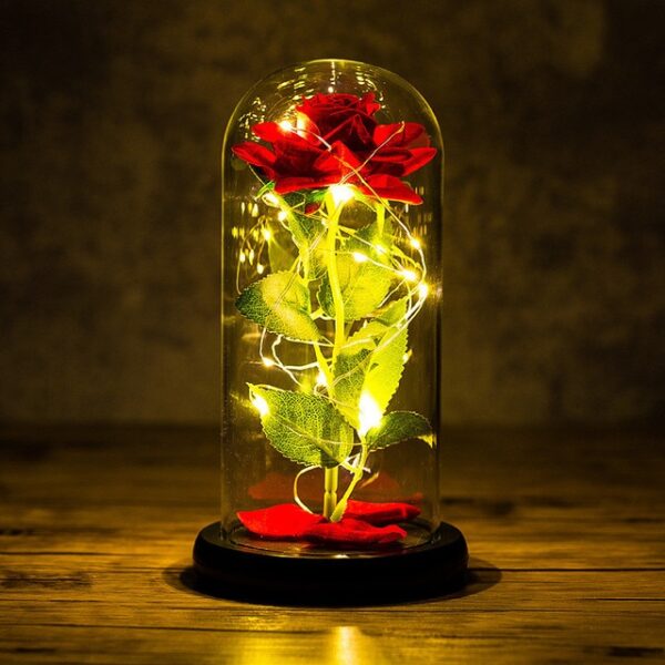Falentynsdei kado foar freondinne Eternal Rose LED Ljocht Folie Flower In Glass Cover Mother Day 7.jpg 640x640 7