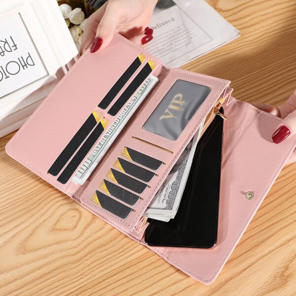 Women Lady Clutch Leather Plaid Hasp Wallet Long Length Card Holder Phone Bag Case Purse 1