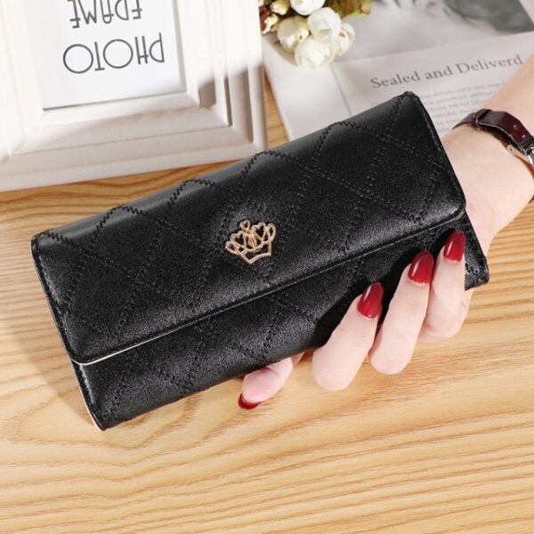 Froulju Lady Clutch Leather Plaid Hasp Wallet Long Length Card Holder Phone Bag Case