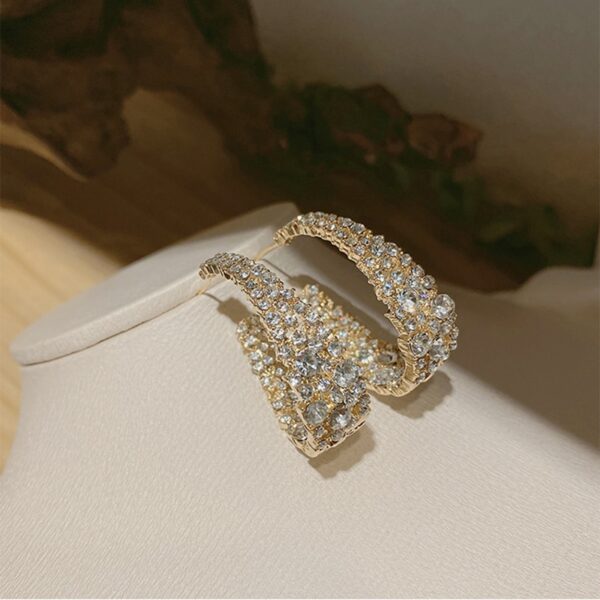 1 pair fashion earring ladies long flower earrings rhinestone earrings accessories handmade round wedding gifts 3