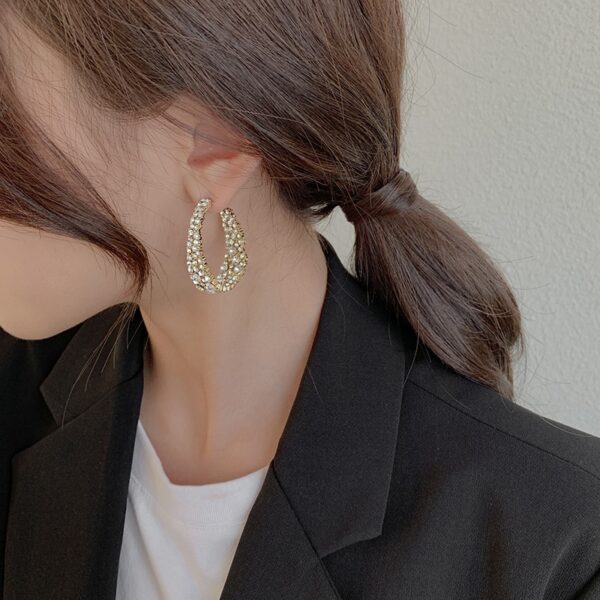 1 pair fashion earring ladies long flower earrings rhinestone earrings accessories handmade round wedding gifts