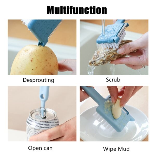 1PC Kitchen Multifunction 5 Li 1 Fêkî û Sebze Peeler Paqijkirina Firçeya Kaniyê Vekirina Metbexê 3