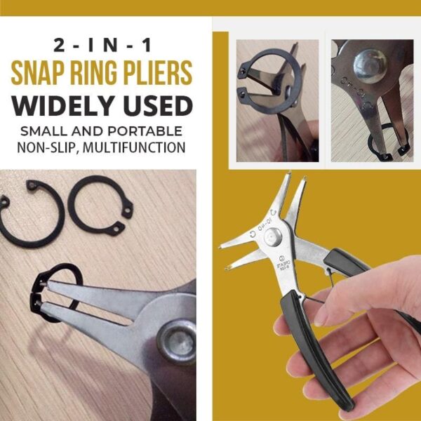 2 in 1 Snap Ring Pliers Multifunction DIY Snap Spring Ring Circlip Removal Install Plier Tool 2