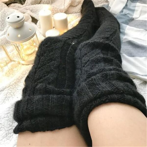 2020 Warm Thigh High Stockings For Ladies Girls New Knee Stockings Women Winter Sexy Knitted Solid 5