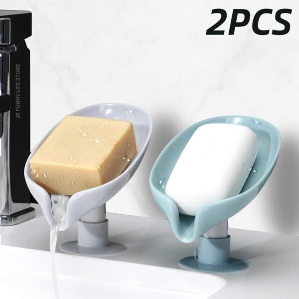 2PCS Suction Cup Soap dish For bathroom Shower Portable Leaf Soap Holder Plastic Sponge Tray For