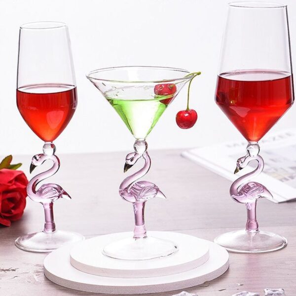 2Pcs Creative Flamingo Cocktail Glass Nverted Cone Shaped Champagne Martini Crystal Goblet Wedding Birthday Party Wine 2