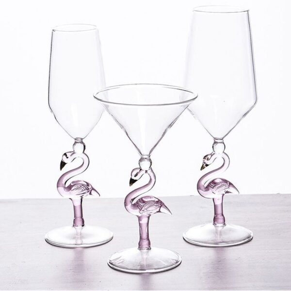 2 Pcs Creative Flamingo Cocktail Glass Nverted Cone Shaped Champagne Martini Crystal Goblet Wedding Birthday Party Wine 4