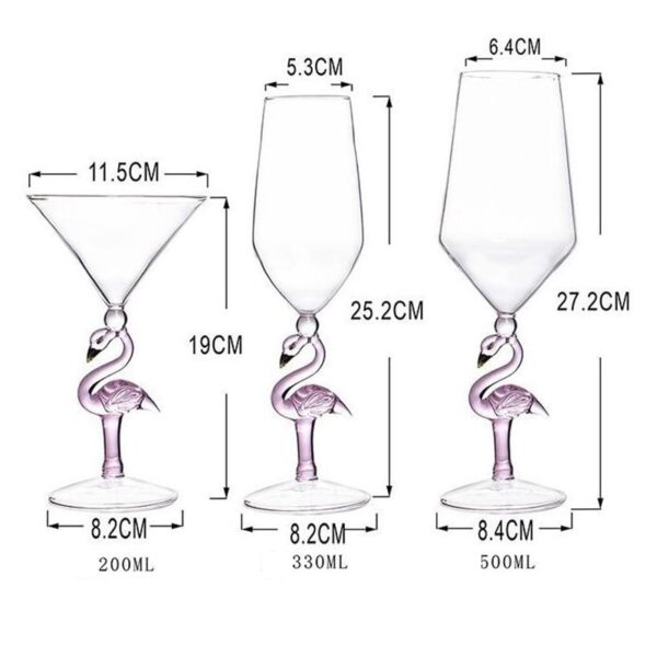 2Pcs Creative Flamingo Cocktail iav Nverted Cone Shaped Champagne Martini Crystal Goblet Kab tshoob Hnub yug tog Wine 5