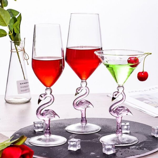 2Pcs Creative Flamingo Cocktail Glass Nverted Cone Shaped Champagne Martini Crystal Goblet Wedding Birthday Party Wine