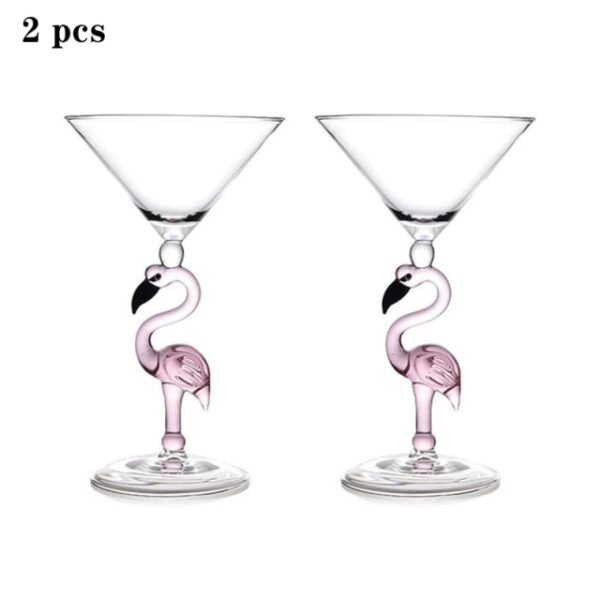 2 יחידות Creative Flamingo Cocktail Glass Nverted Cone בצורת שמפניה מרטיני גביע קריסטל מסיבת יום הולדת