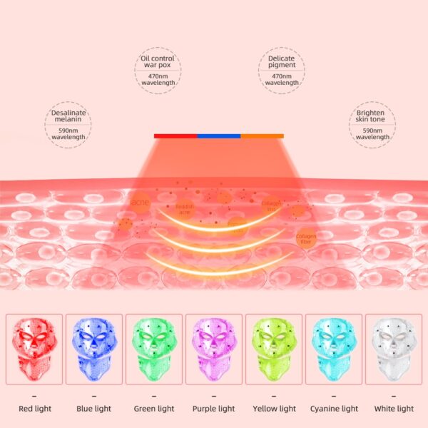 7 Colors LED Light Therapy Face Mask Skin Rejuvenation Led Photon Facial Mask Phototherapy Face Care 2