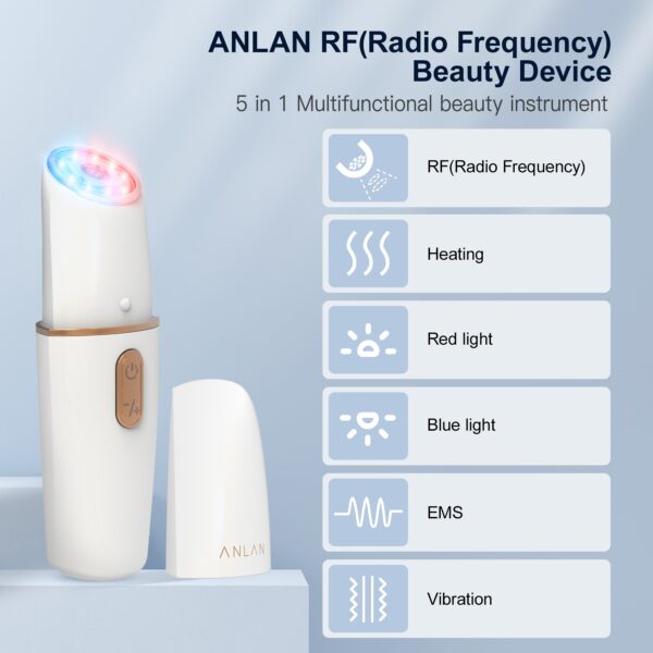 ANLAN 6 In 1 RF Beauty Device EMS Face Lifting Facial Mesotherapy Radio Frequency Red and 1