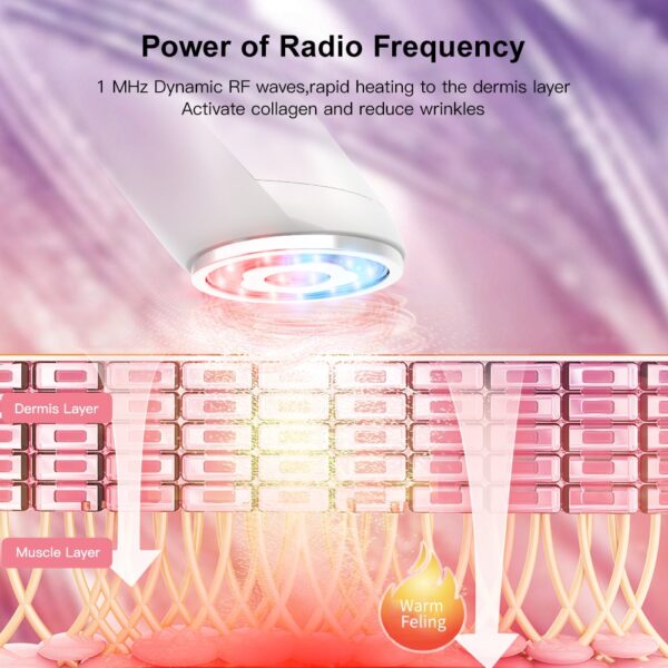 ANLAN 6 En 1 RF Beleca Aparato EMS Vizaĝa Levo Vizaĝa Mezoterapio Radio Frekvenco Ruĝa kaj 5