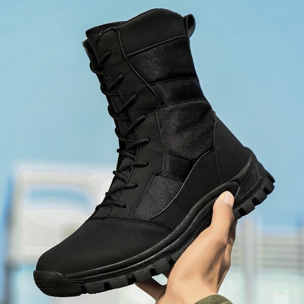 Autumn Military Tactical Boots For Men Leather Outdoors Round Toe Sneakers Men Combat Desert High Ankle 3