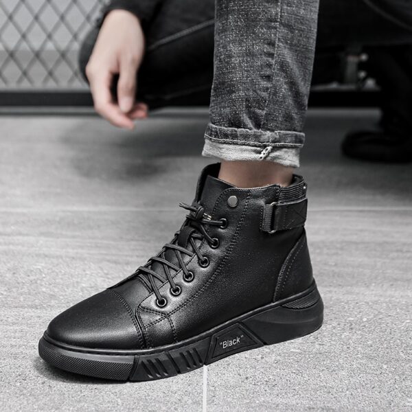 Autumn new trend Martin boots men s British leather botines boots plus velvet warm high top 2