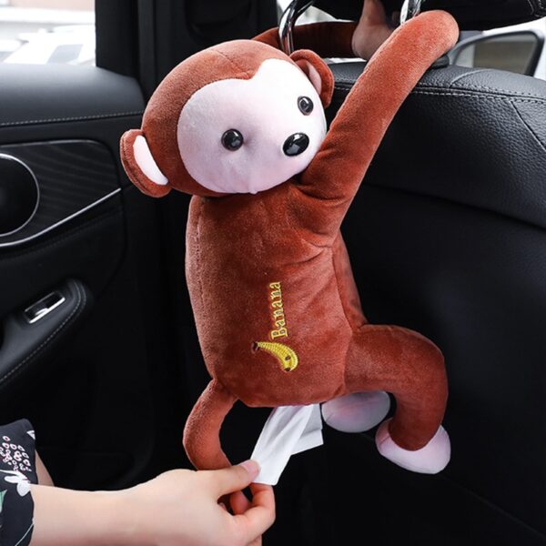 Car Creative Cartoon Cute Monkey Paper Box Car Hanging Paper Napkin Tissue Box Cover Holder Portable