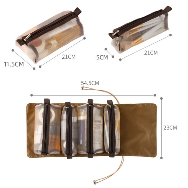 Detachable Cosmetic Bag Large Capacity 4 in 1 Portable Folding Travel Makeup Organizer Bag Brushes Lipstick 5