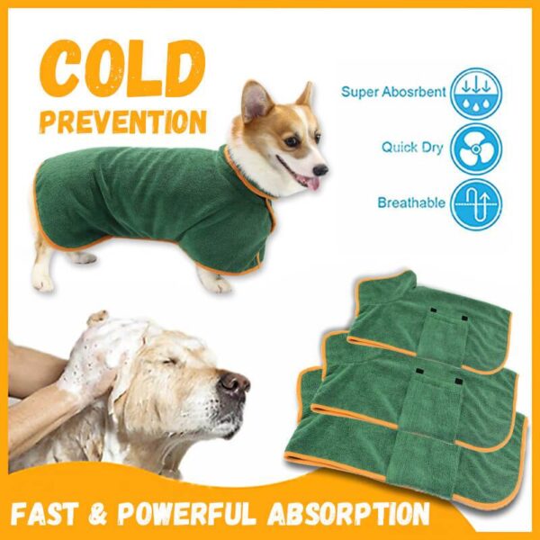 Dog Bathrobe Towel Bath Robe Pet Bathrobe Drying Coat Absorbent Towel For Large Medium Small Dog 2