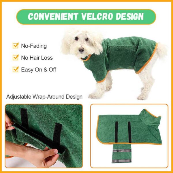 Dog Bathrobe Towel Bath Robe Pet Bathrobe Drying Coat Absorbent Towel For Large Medium Small Dog 5