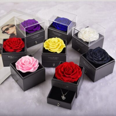 Eternal Flowers Beast Beauty Roses Marriage Ring Jewelry Box for Wedding Valentine s Day Mothers Day 1