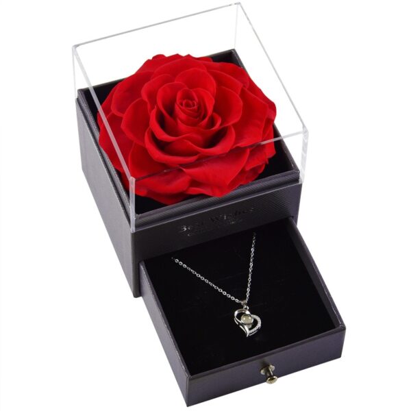 Bláthanna Eternal Beast Beauty Roses Fáinne Pósta Bosca Jewelry le haghaidh Bainise Lá Vailintín Lá Máithreacha 2