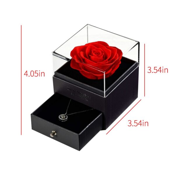 Bláthanna Eternal Beast Beauty Roses Fáinne Pósta Bosca Jewelry le haghaidh Bainise Lá Vailintín Lá Máithreacha 3