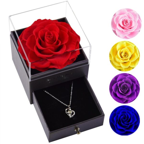 Bláthanna Eternal Beast Beauty Roses Fáinne Pósta Bosca Jewelry le haghaidh Bainise Lá Vailintín Lá na Máithreacha