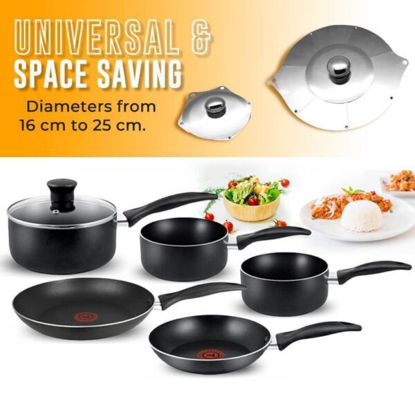 Foldable Pan Pot Lid Cover Stainless Steel Multifunction Variable Fan Lid Retractable Changable Kitchen Cooking Tool 1