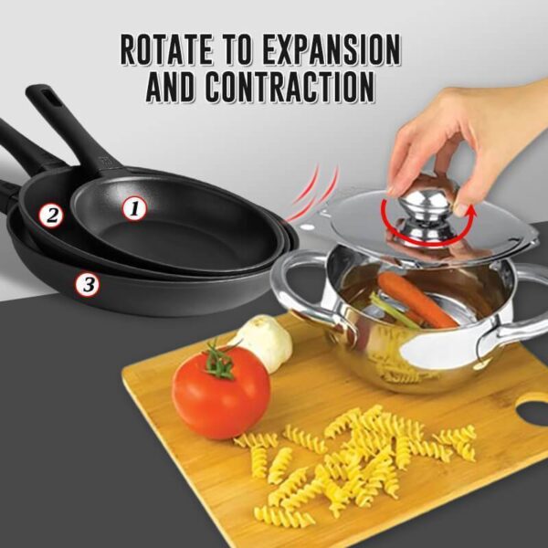 Foldable Pan Pot Lid Cover Stainless Steel Multifunction Variable Fan Lid Retractable Changable Kitchen Cooking Tool 3