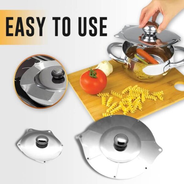 Foldable Pan Pot Lid Cover Stainless Steel Multifunction Variable Fan Lid Retractable Changable Kitchen Cooking Tool