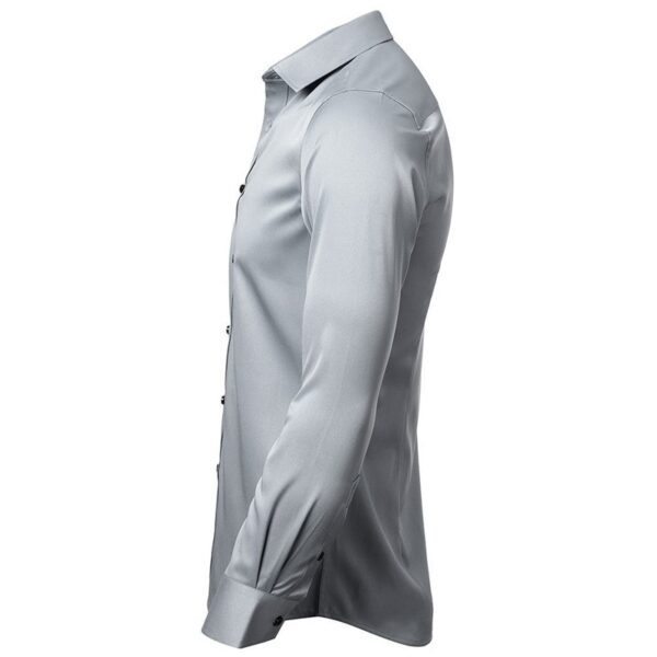 Camicia grigia in fibra di bambù elastica per uomo Camicie vestite per uomo a maniche lunghe senza ferro Facile 2