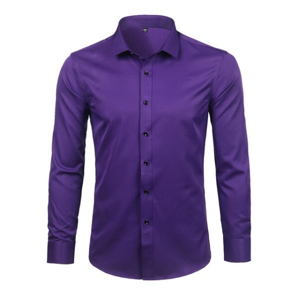 Gray Elastic Bamboo Fiber Shirt Men Brand New Long Sleeve Mens Dress Shirts Non Iron Easy 2.jpg 640x640 2