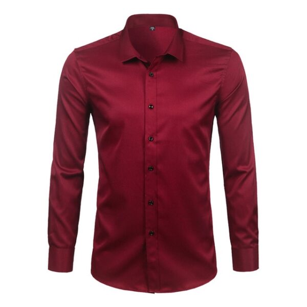 Gray Elastic Bamboo Fiber Shirt Men Brand New Long Sleeve Mens Dress Shirts Non Iron Easy 3.jpg 640x640 3
