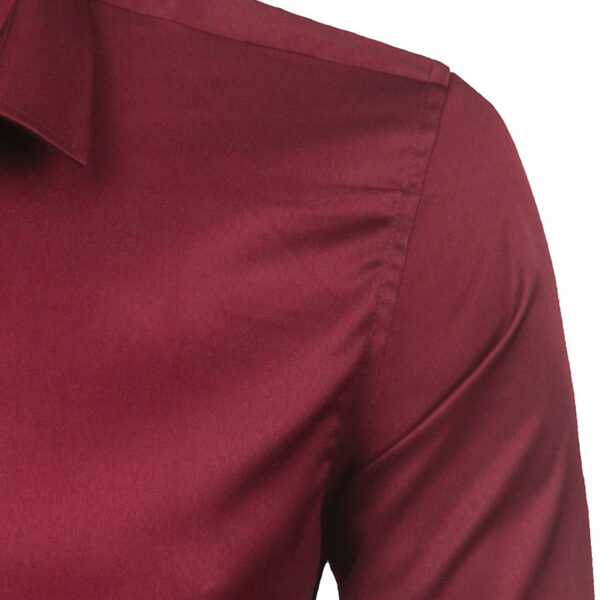 Camicia grigia in fibra di bambù elastica per uomo Camicie vestite per uomo a maniche lunghe senza ferro Facile 4