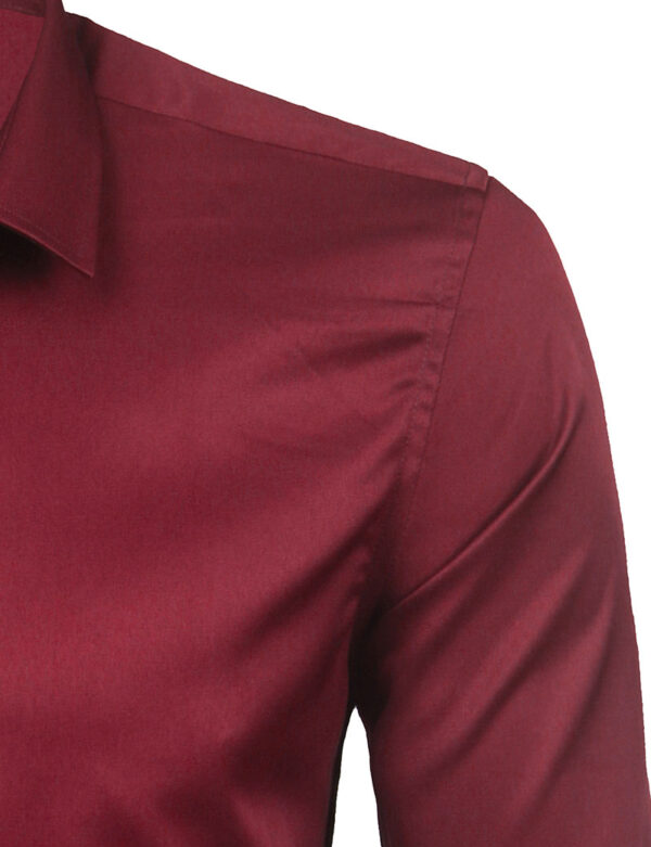 Сіра еластична сорочка з бамбукового волокна Чоловічі абсолютно нові чоловічі платтяні сорочки з довгим рукавом Non Iron Easy 4