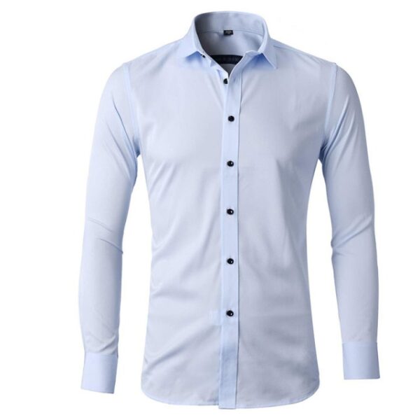 Grey Elastic Bamboo Fiber Shirt Men Brand New Sleeve Mens Dress Shirts Non Iron Easy 4.jpg 640x640 4