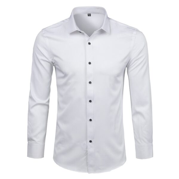 Gray Elastic Bamboo Fiber Shirt Men Brand New Long Sleeve Mens Dress Shirts Non Iron