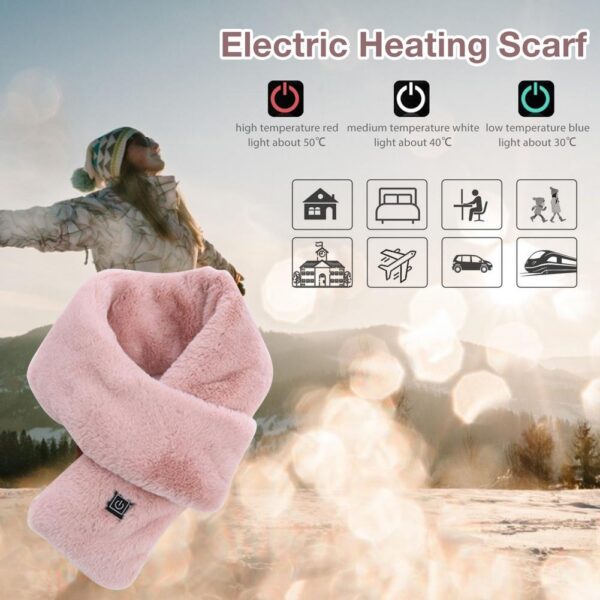 Imitation Rabbit Fur Winter Warm Heating Scarf Usb Rechargeable Cervical Collar Anti leakage Design Can Be 5
