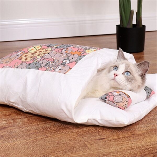 Japanese Cat Bed Warm Cat Sleeping Bag Deep Sleep Winter Removable Pet Dog Bed House Cats 1