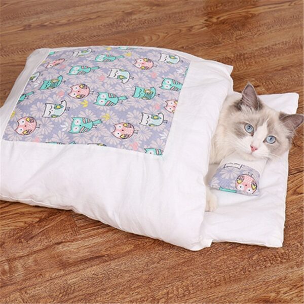 Japanese Cat Bed Warm Cat Sleeping Bag Deep Sleep Winter Removable Pet Dog Bed House Cats 2