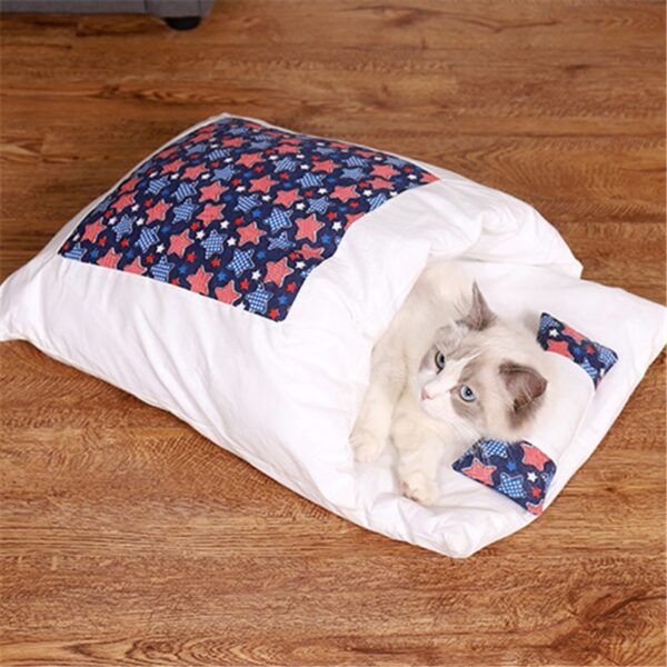 Japanese Cat Bed Warm Cat Sleeping Bag Deep Sleep Winter Removable Pet Dog Bed House Cats 3