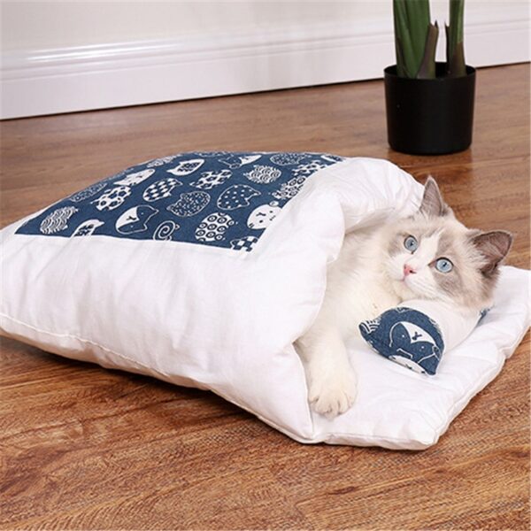 Japanese Cat Bed Warm Cat Sleeping Bag Deep Sleep Winter Removable Pet Dog Bed House Cats
