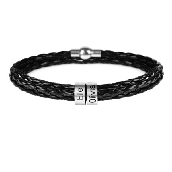 LIKGREAT Name Letter Customize Leather Bracelet for Women Men Stainless Steel Beads Braided Rope Wrist Bracelets 1.jpg 640x640 1