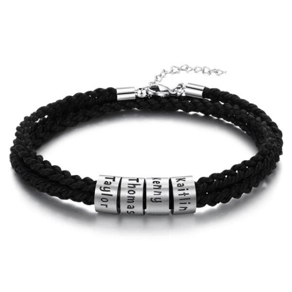 LIKGREAT Name Letter Customize Leather Bracelet for Women Men Stainless Steel Beads Braided Rope Wrist Bracelets 10.jpg 640x640 10