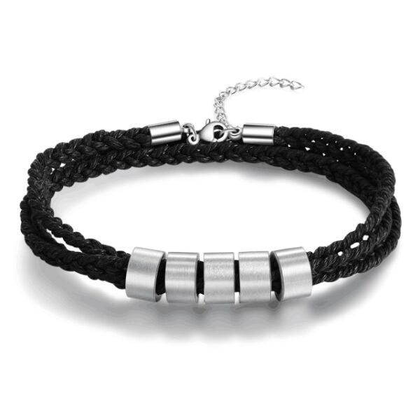 LIKGREAT Name Letter Customize Leather Bracelet for Women Men Stainless Steel Beads Braided Rope Wrist Bracelets 11.jpg 640x640 11