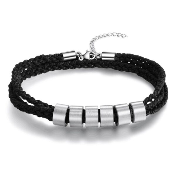 LIKGREAT Name Letter Customize Leather Bracelet for Women Men Stainless Steel Beads Braided Rope Wrist Bracelets 12.jpg 640x640 12