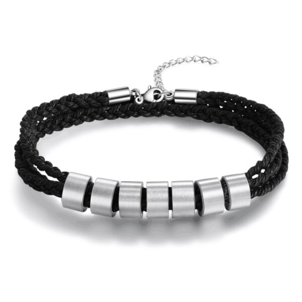 LIKGREAT Name Letter Customize Leather Bracelet for Women Men Stainless Steel Beads Braided Rope Wrist Bracelets 13.jpg 640x640 13