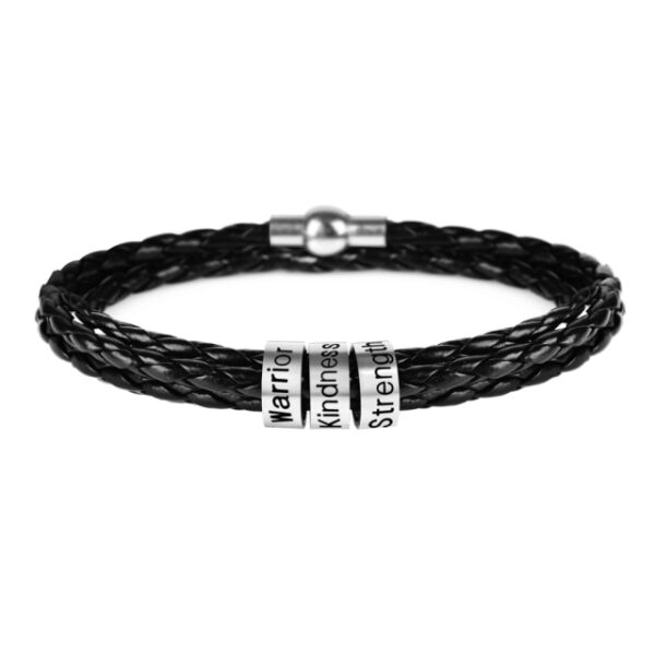 LIKGREAT Name Letter Customize Leather Bracelet for Women Men Stainless Steel Beads Braided Rope Wrist Bracelets 2.jpg 640x640 2